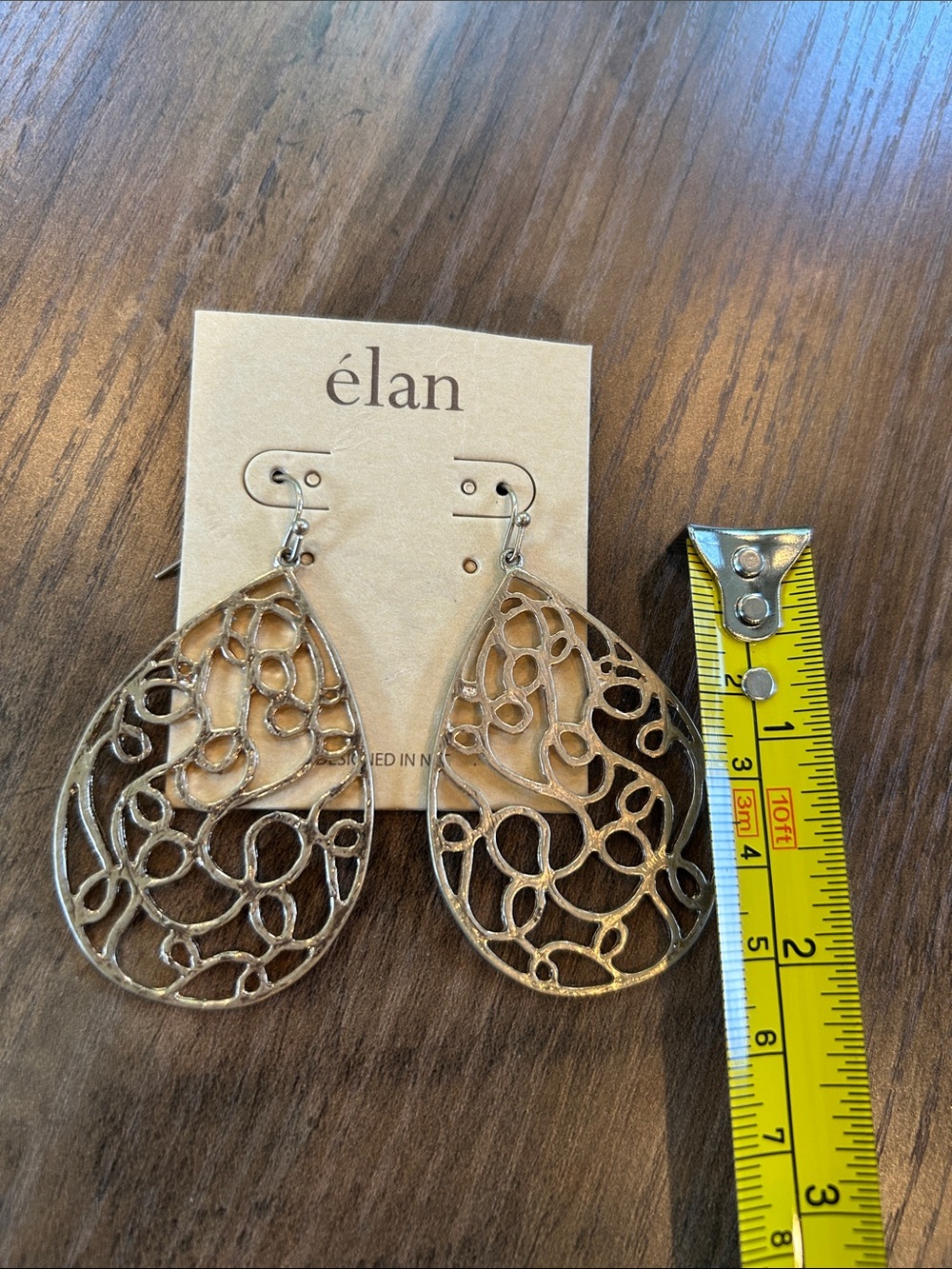 élan Gold Tone Filigree Teardrop Earrings - Picture 4 of 4